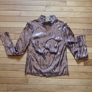 NWOT Free People Sequin Top in Rose Gold Sz XS